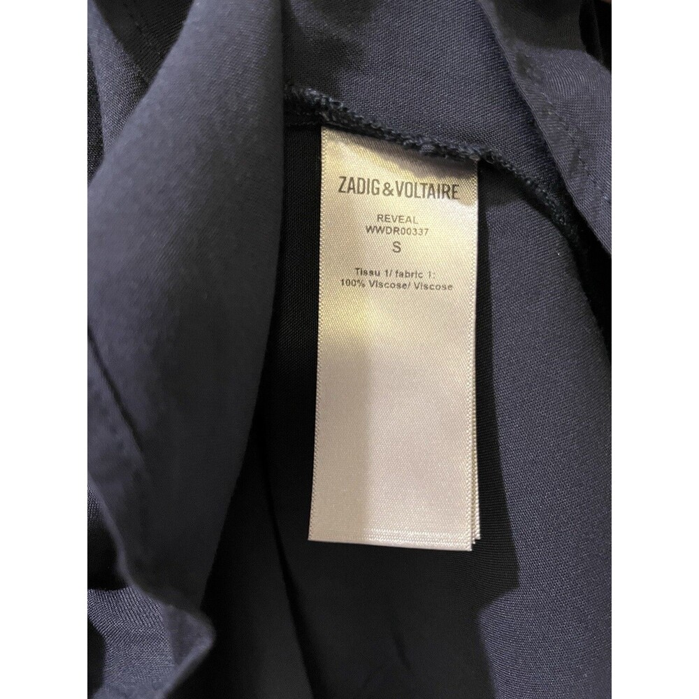 Zadig & Voltaire womens Reveal Faux Wrap Short Mini Dress size Small Navy $498 - Picture 8 of 9